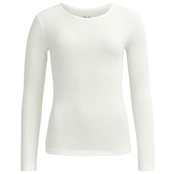 Damen Langarmshirt gerippt weiss