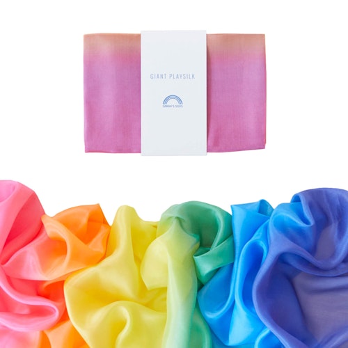 Großes Regenbogen Spieltuch Seide 178 x 89 cm