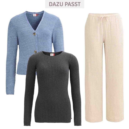 Taillierter Damen Rippstrickpullover