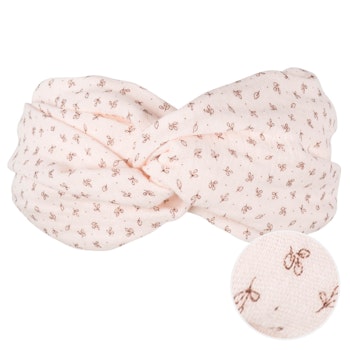 Musseline Haarband Kopftuch rosa-braun Blätter