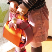 Bauhaus mit Tragetasche pink orange - 14 Teile