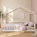 Vorschaubild Montessori Bett 140x200 - Bodenbett mit Rausfallschutz