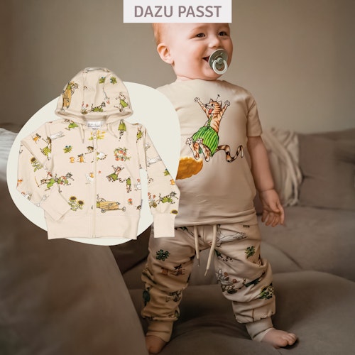 Sweatjacke Pettersson und Findus Alloverprint beige