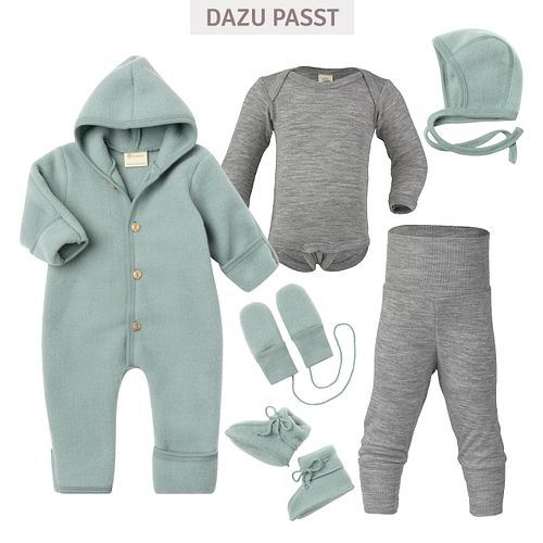 Wollfleece Overall mit Knöpfen bergblau 50/56