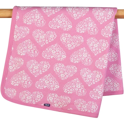 Wendedecke / Babydecke Kapuze Herz-Motiv rosa