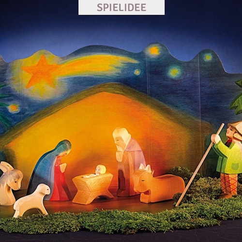 Krippenfiguren Set mit Diorama