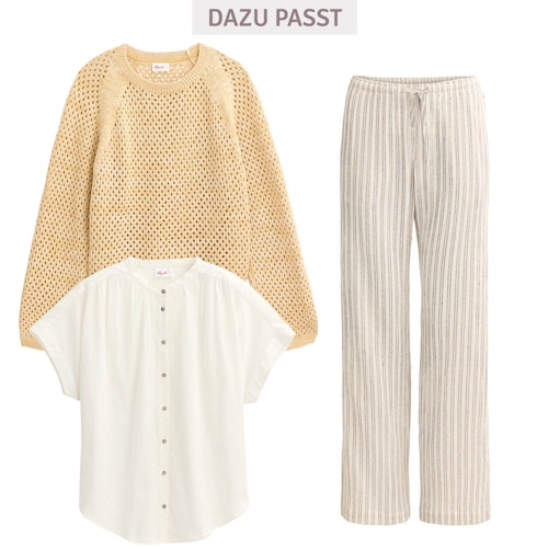 Damen strukturierte Hose grau gestreift