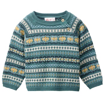 Edler Pullover Jacquardstrick eukalyptus