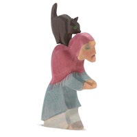 Hexe mit Katze 2-tlg. Holzfiguren 12,6 cm