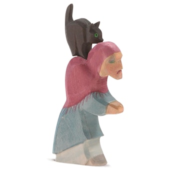 Hexe mit Katze 2-tlg. Holzfiguren 12,6 cm