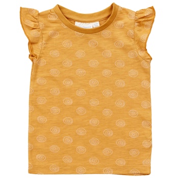T-Shirt Kreis-Motive & Schmetterlingsärmel senf-gelb