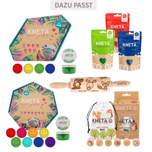 Knetrolle Holz mit Zootier-Muster