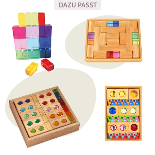 Treppenklötze mit Lichtbauquadern 16 Stück im Holzrahmen