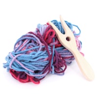 Strickgabel mit Bio-Wolle – rot, rosa, lila