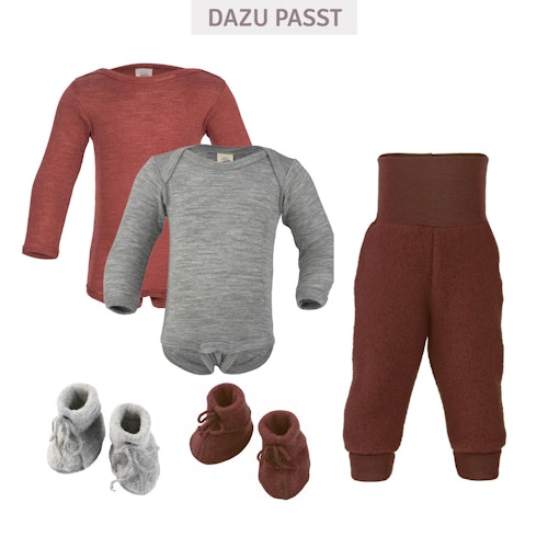 Wolle Seide Body langarm Druckknöpfe