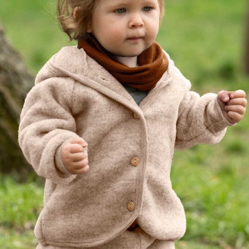 Warme Fleecejacke Wolle in sand melange