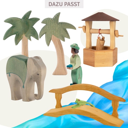 Elefant mit Sattel - Krippenfigur aus Holz 14 cm