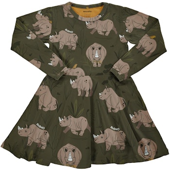 Flatterkleid langarm Nashorn khaki
