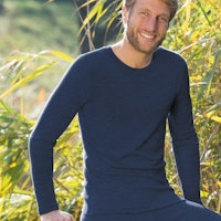 Herren Wolle Seide Langarmshirt