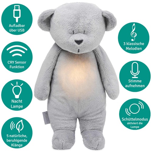 Der Summbär mit Lampe grau aus Baumwolle und Polyester