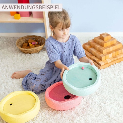 GRIMMS X Stapelstein® 3 Kullerscheiben und 3 Kugeln cold pastell