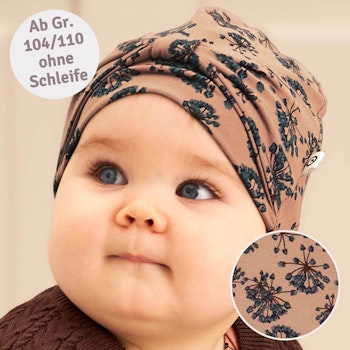 Edle Schleifen Beanie Blumen braun