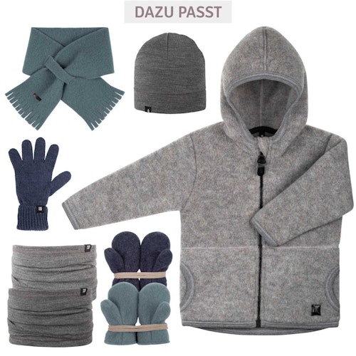 Schurwolle Fleece Jacke Kapuze