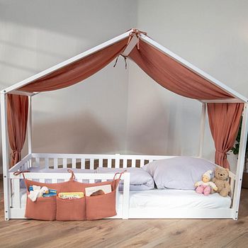 Musselin Baldachin für Hausbett, 470x100, mokka