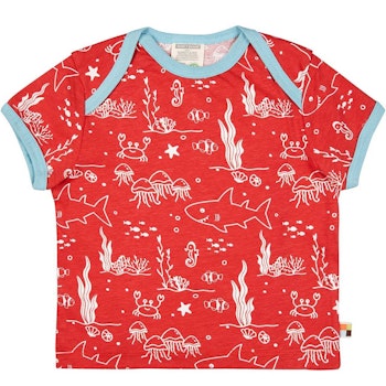 Leichtes Kurzarm Shirt Meereswelt rot