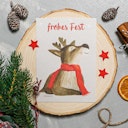 Vorschaubild Nachhaltige Weihnachtskarte niedliches Rentier hochkant