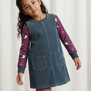 Trägerkleid Cord Taschen blau