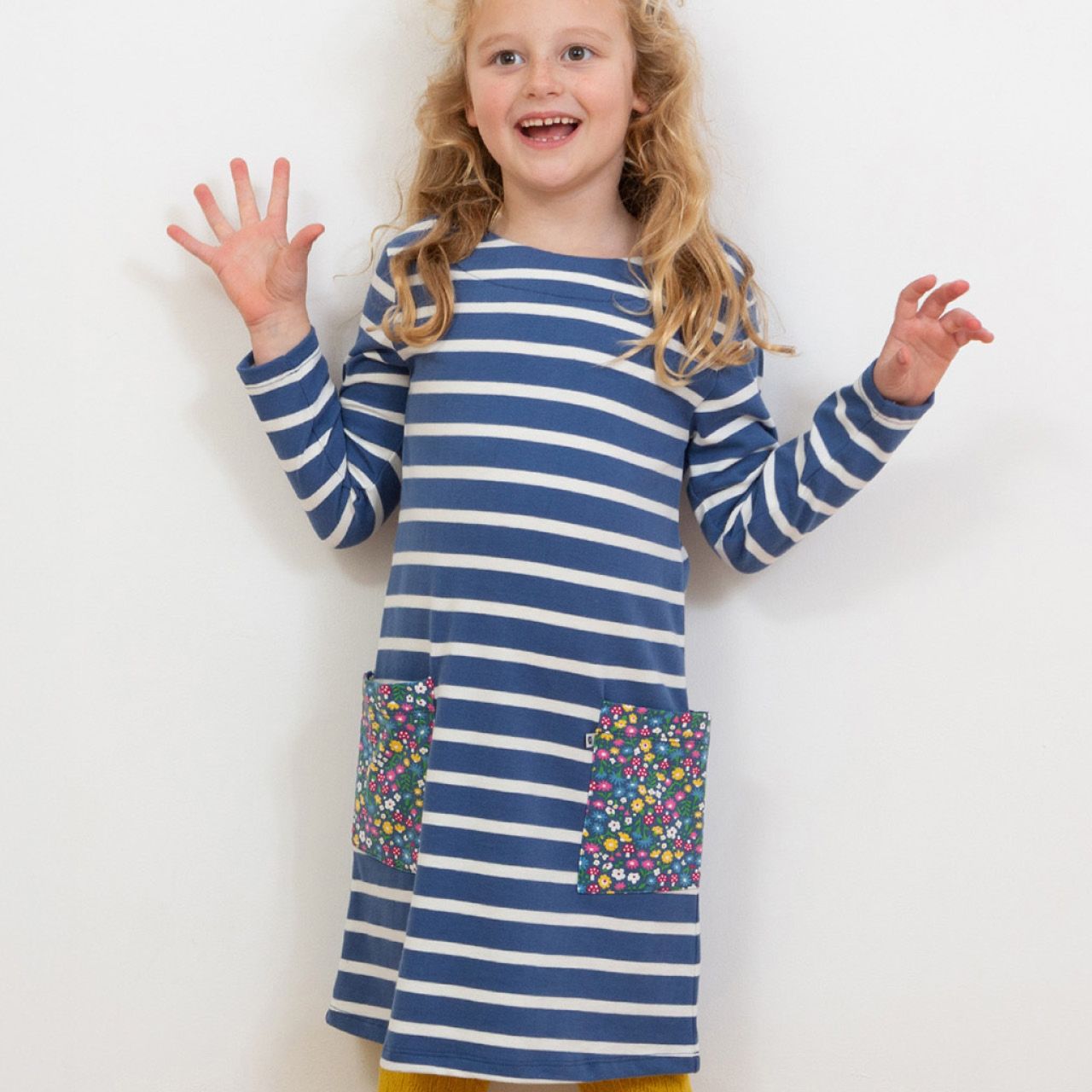 Blumen Ringel Kleid mit Taschen