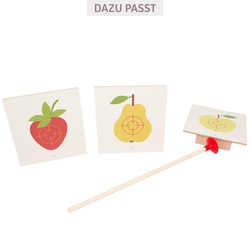 3 stehende Zielscheiben aus Holz Obst