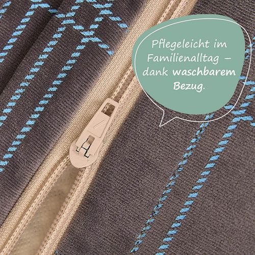 Samt Sitzsack für Kinder grau-blau - 119 x 52 x 70 cm