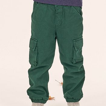 Gefütterte Cargo Twillhose dunkelgrün