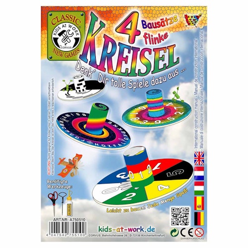 Spielzeug Kreisel Bastelset – 4 Kreisel ab 6 Jahre