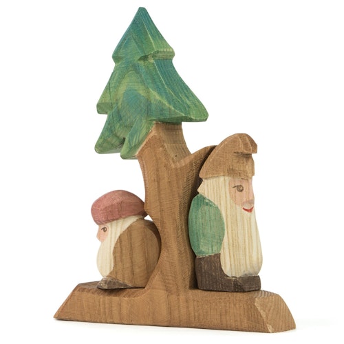 Tannenzwerge 3-tlg. Holzfiguren & Holzbaum 15,5 cm