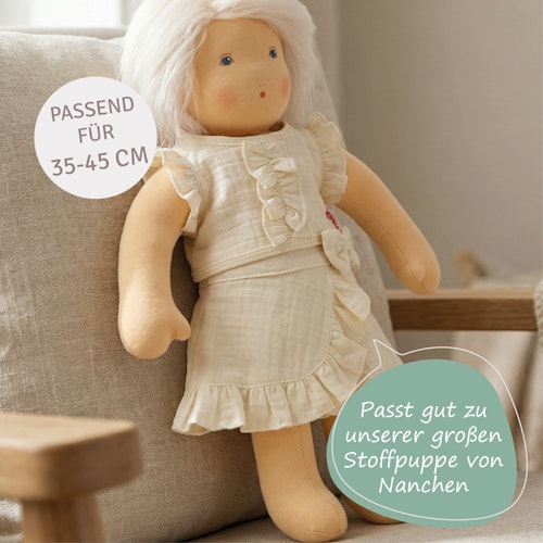 Puppen Wickelrock mit Top 35-45cm beige, Bio-Baumwolle