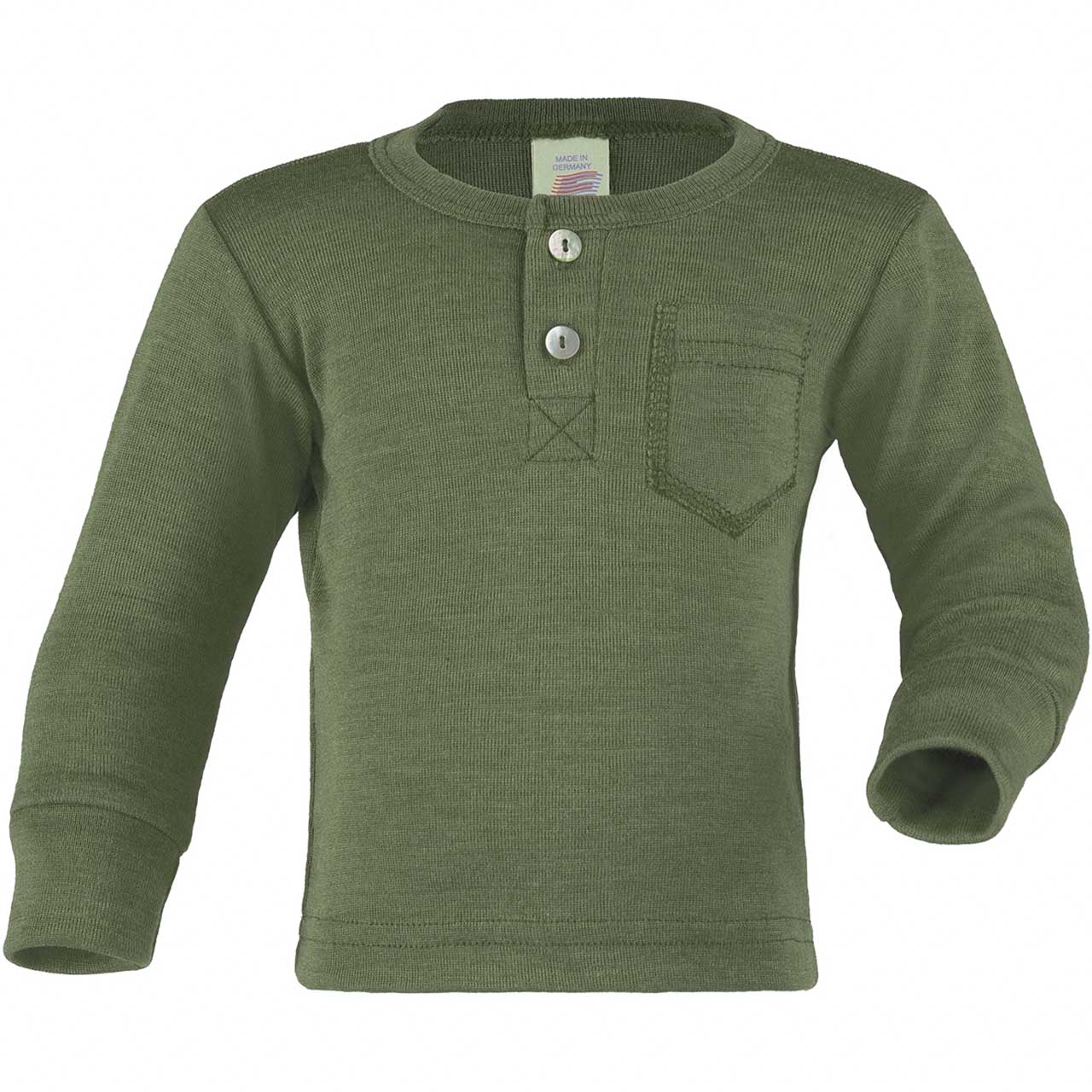Wolle Seide Langarmshirt Knopfleiste
