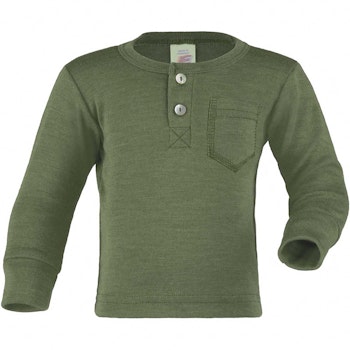 Wolle Seide Langarmshirt Knopfleiste kupfer