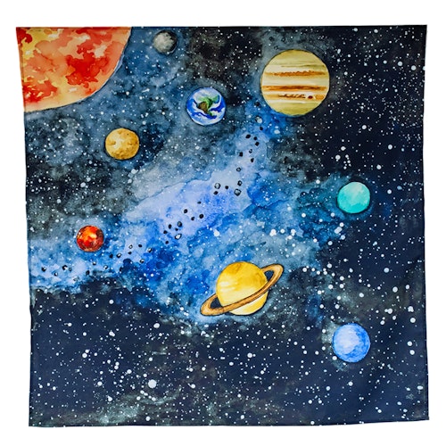 Spieltuch Bio-Baumwolle Sonnensystem 100 x 100 cm