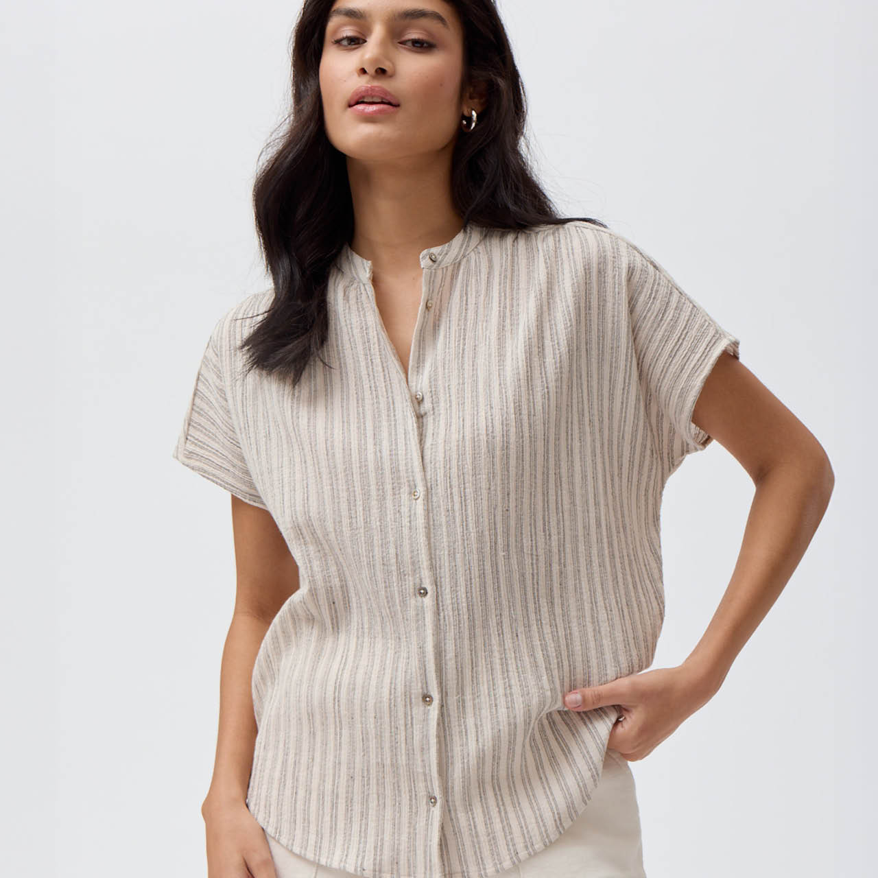 Damen Kurzarm-Bluse weiß