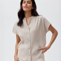 Damen Kurzarm-Bluse weiß