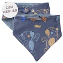 Vorschaubild Wende Dreiecktuch Waldtiere indigo