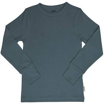 Edles Langarmshirt Rippe blau-grau