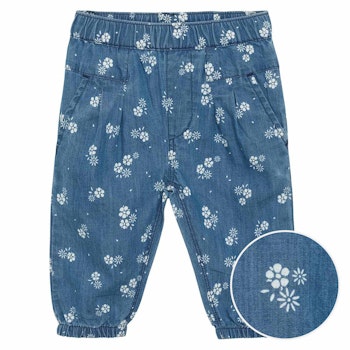 Leichte Babyhose Chambray Blumen jeansblau