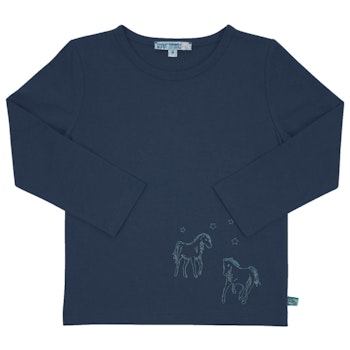 Langarmshirt mit Pferde-Stickerei dunkelblau
