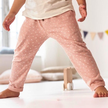 Leichte lockere Freizeithose Blätter altrosa