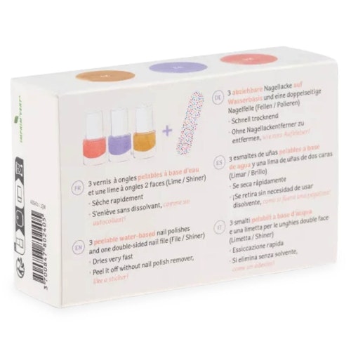 Kinder Nagellack 3er Set Koralle, Lavendelblau, Gold