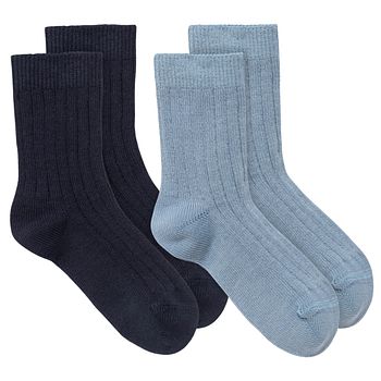 Gerippte Babysocken Doppelpack blau
